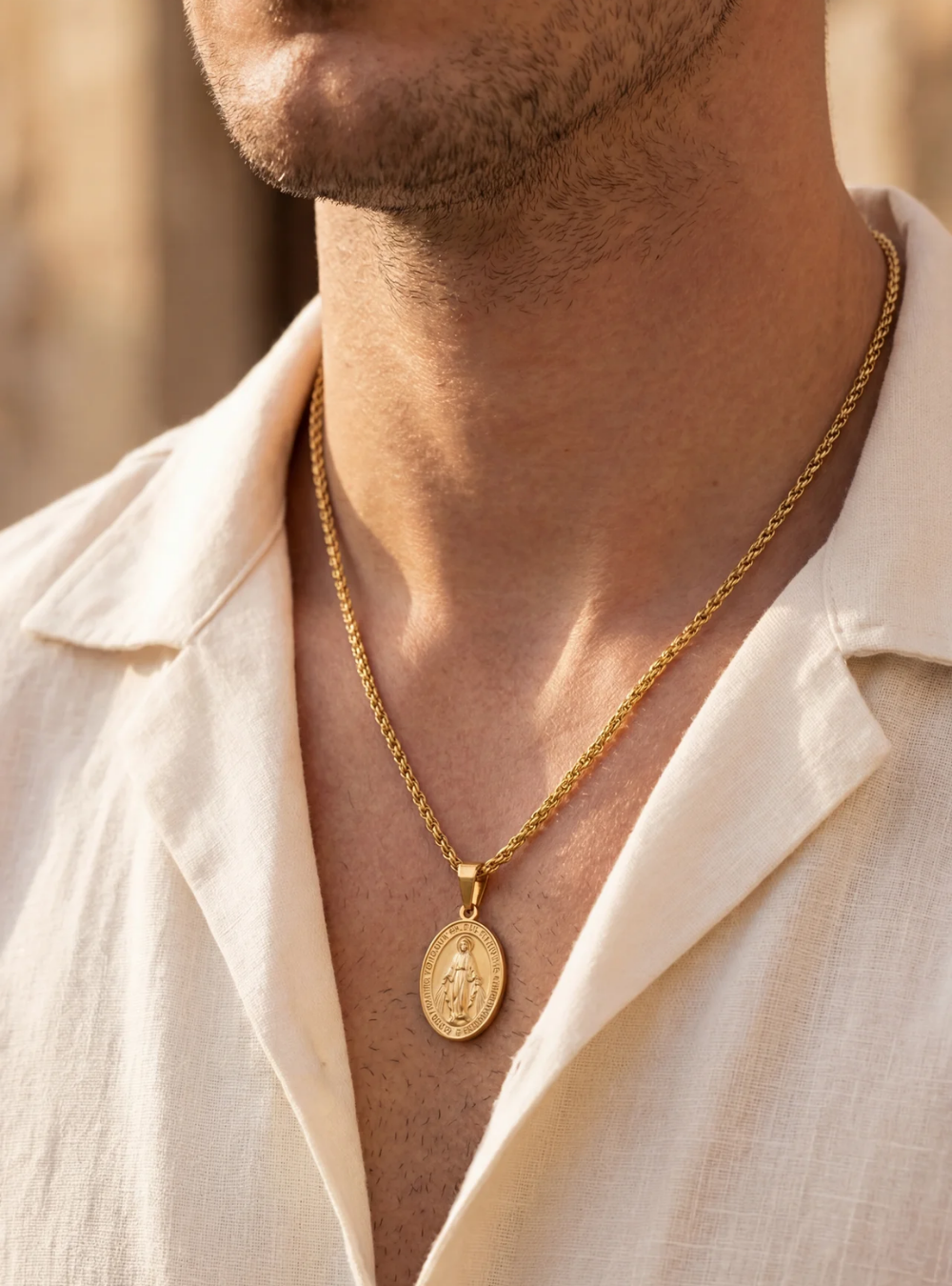 Virgin Maria Pendant Chain | Gold 3