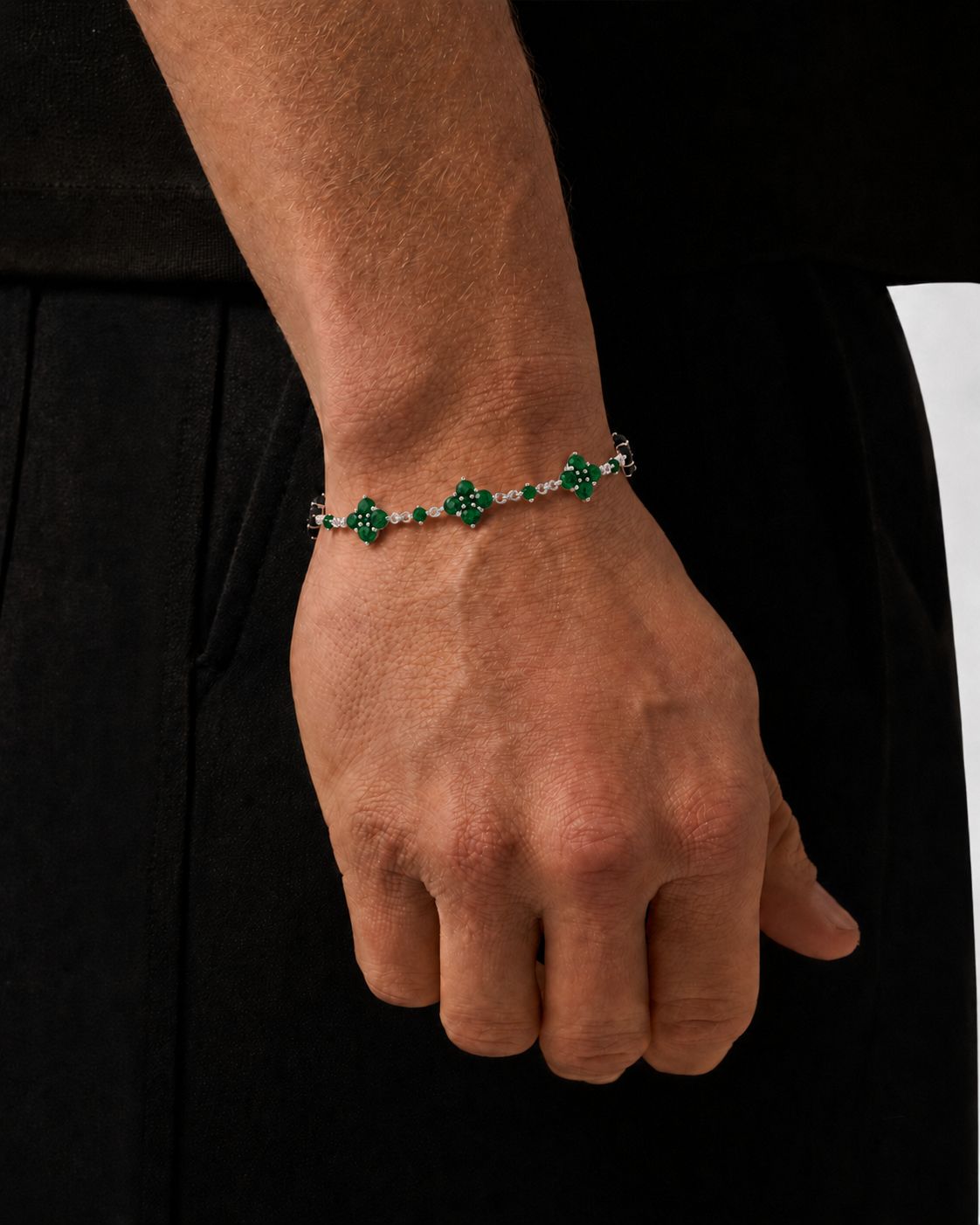 Fortuna Bracelet | Green Stone Silver 2