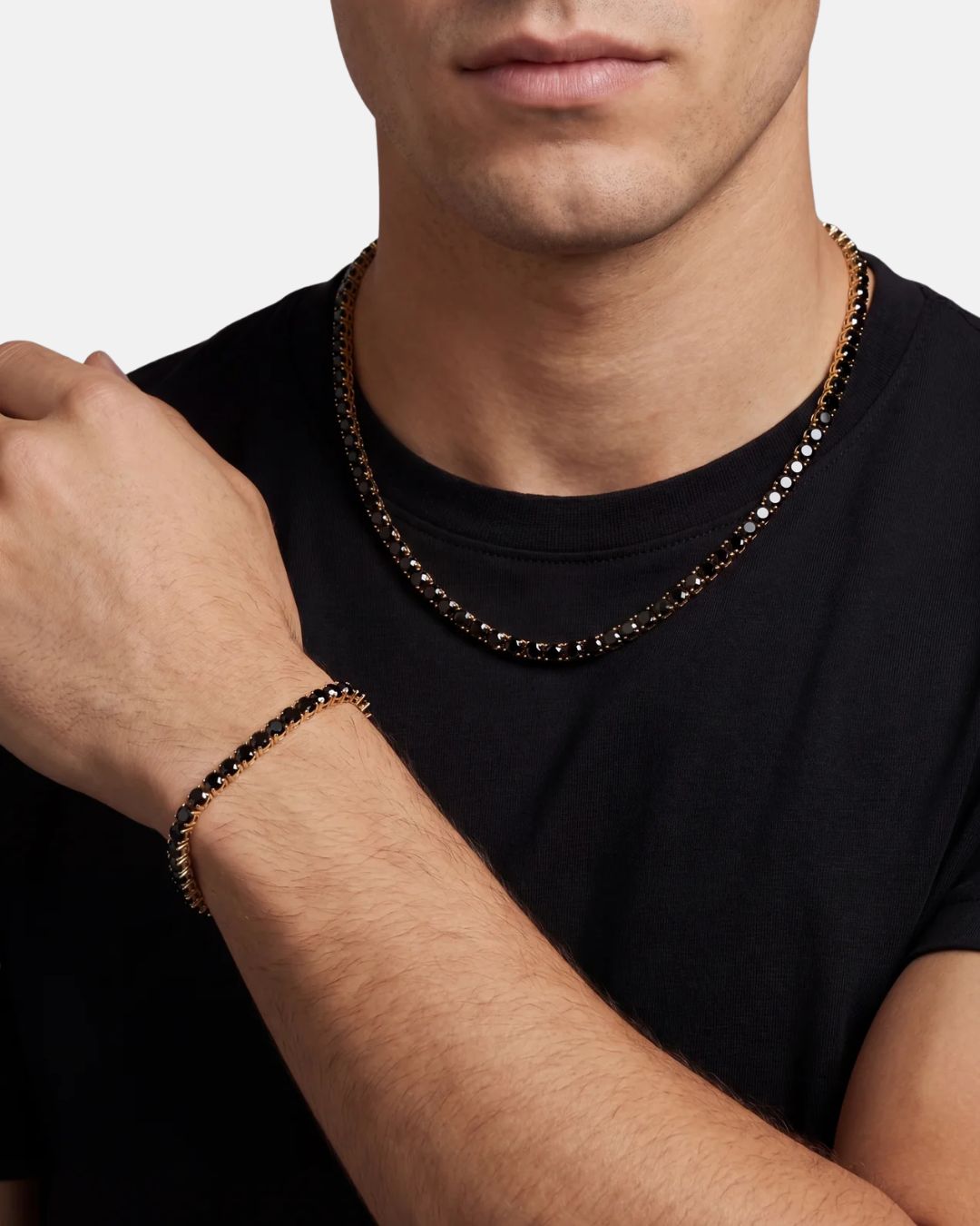 Tennis Necklace | Onyx Black 14K Gold 4