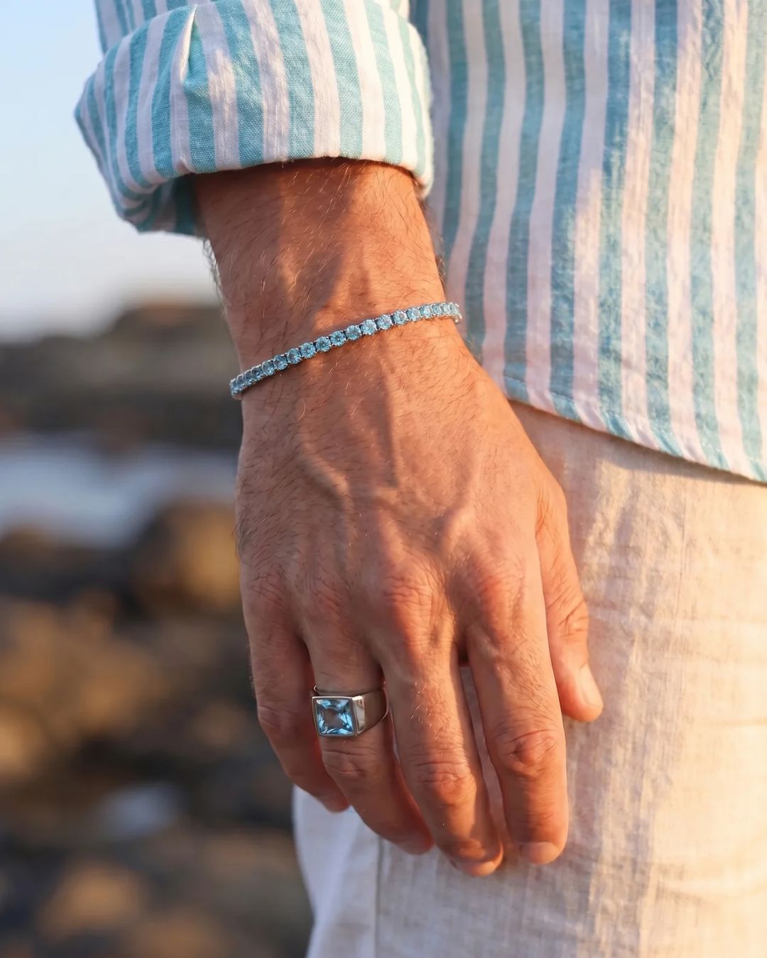 Aquamarine Ring | Titanium Steel 2