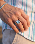 Aquamarine Ring | Titanium Steel 4
