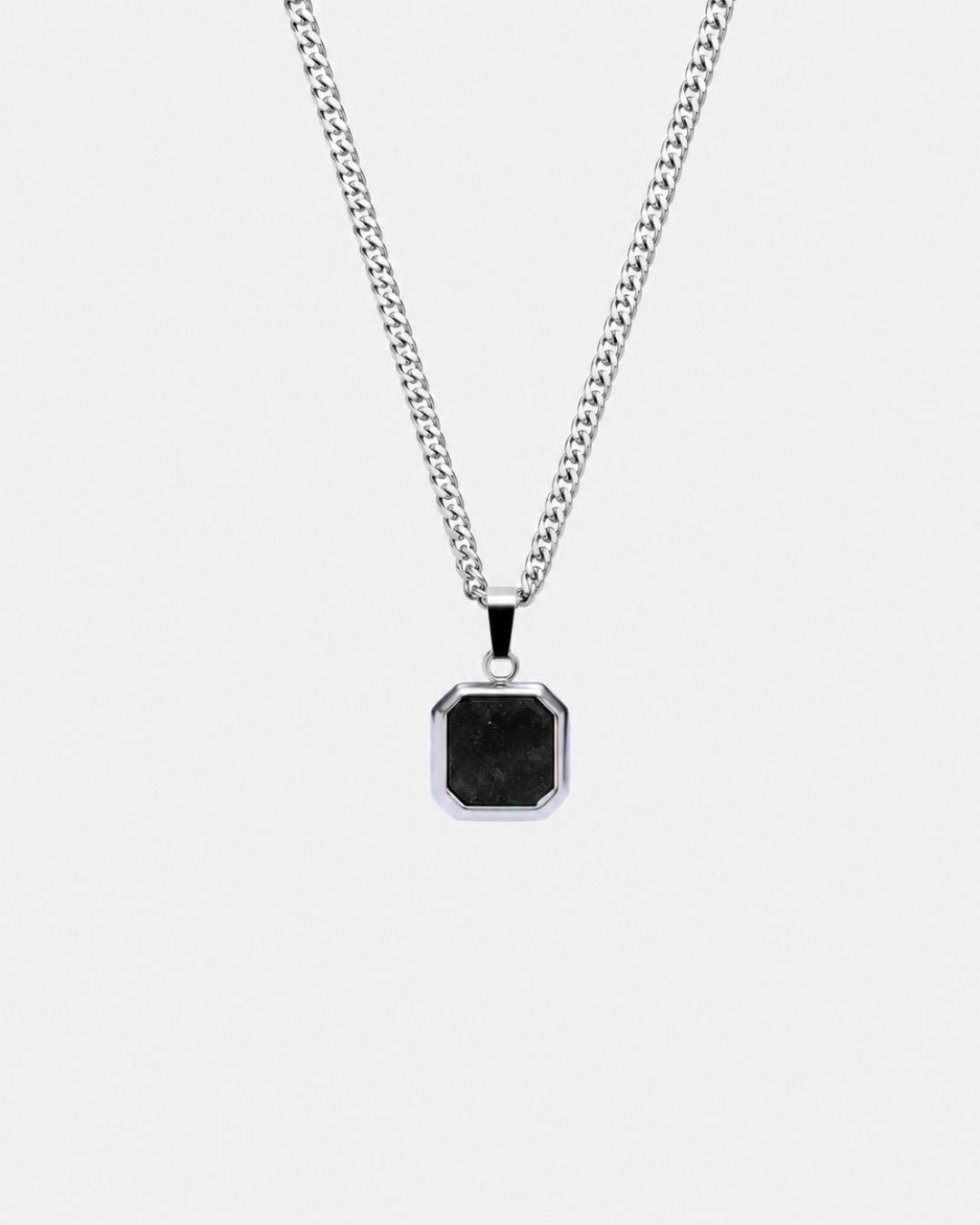 Black Onyx Pendant Necklace | Silver 1