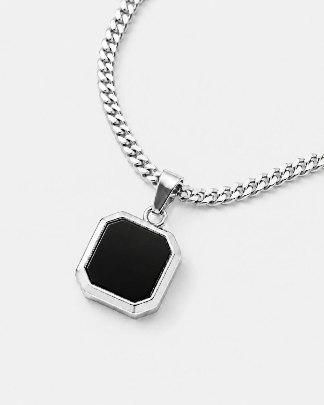 Black Onyx Pendant Necklace | Silver 3