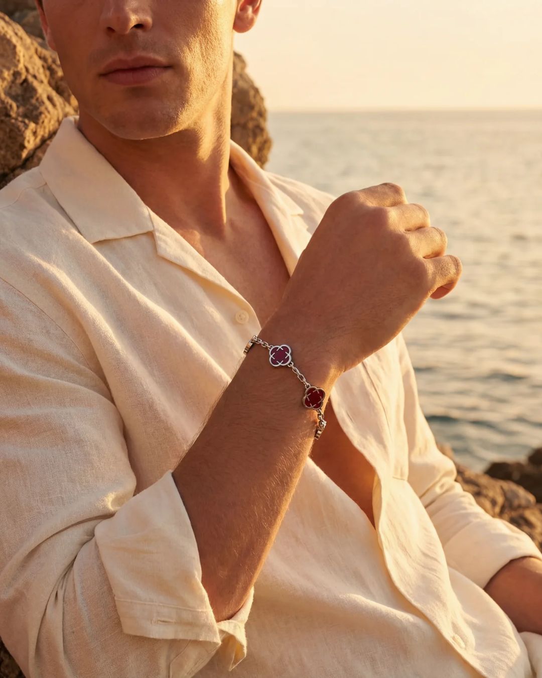 Charm Bracelet | Burgundy Red Silver 3