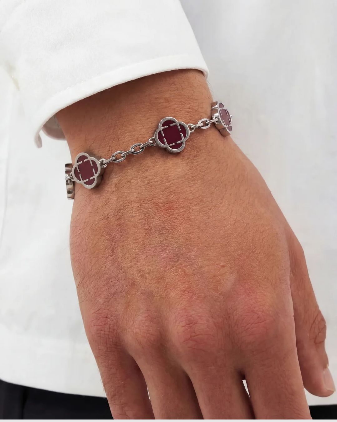 Charm Bracelet | Burgundy Red Silver 2