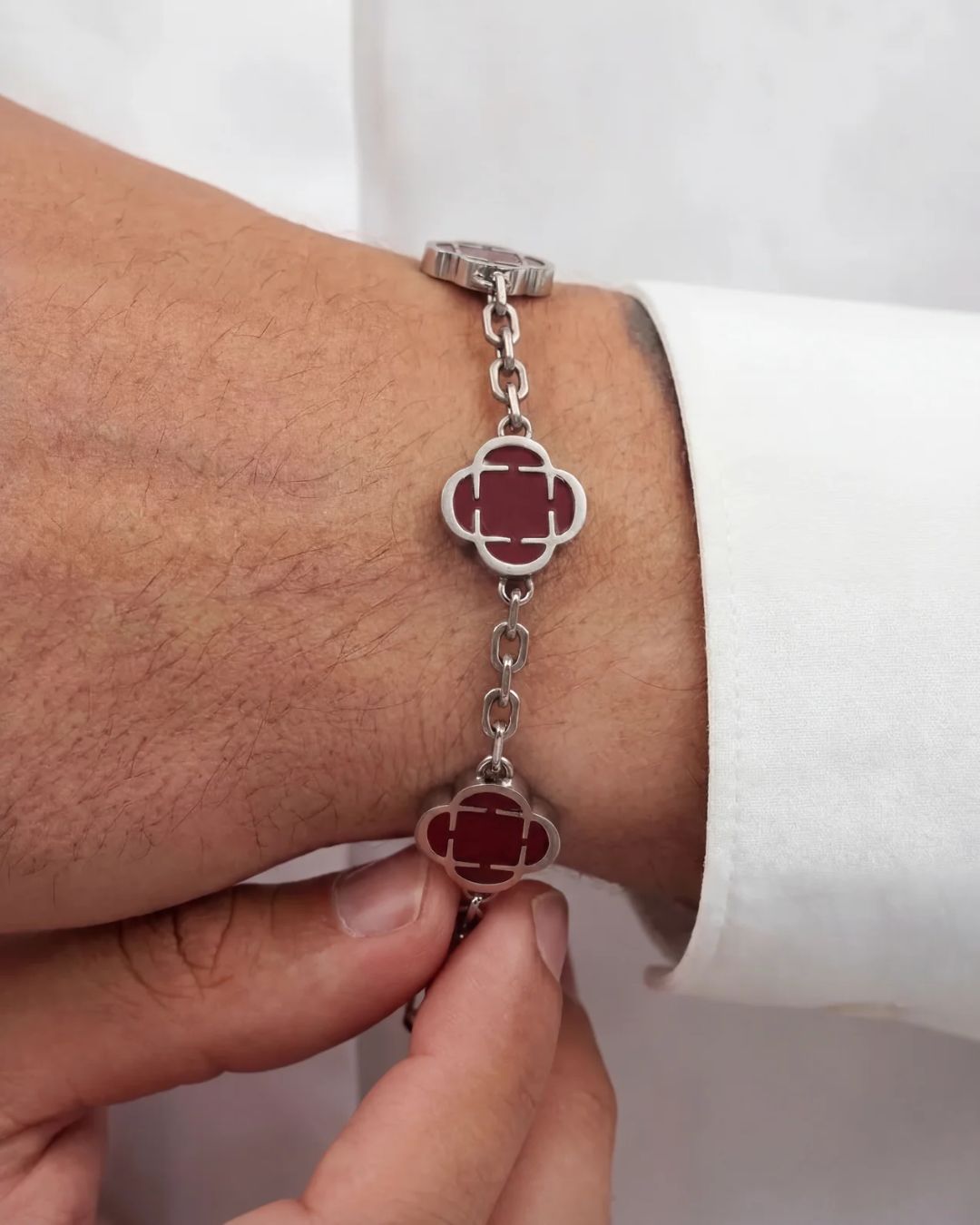 Charm Bracelet | Burgundy Red Silver 5