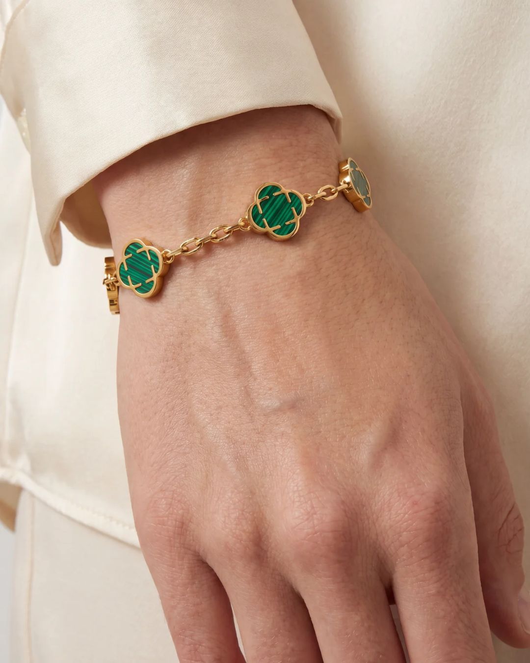 Charm Bracelet Malachite I Gold 3