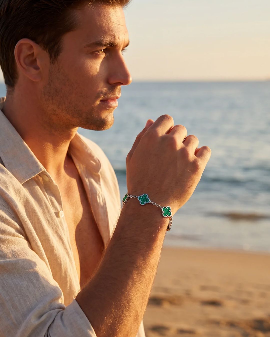 Charm Bracelet | Malachite Silver 6