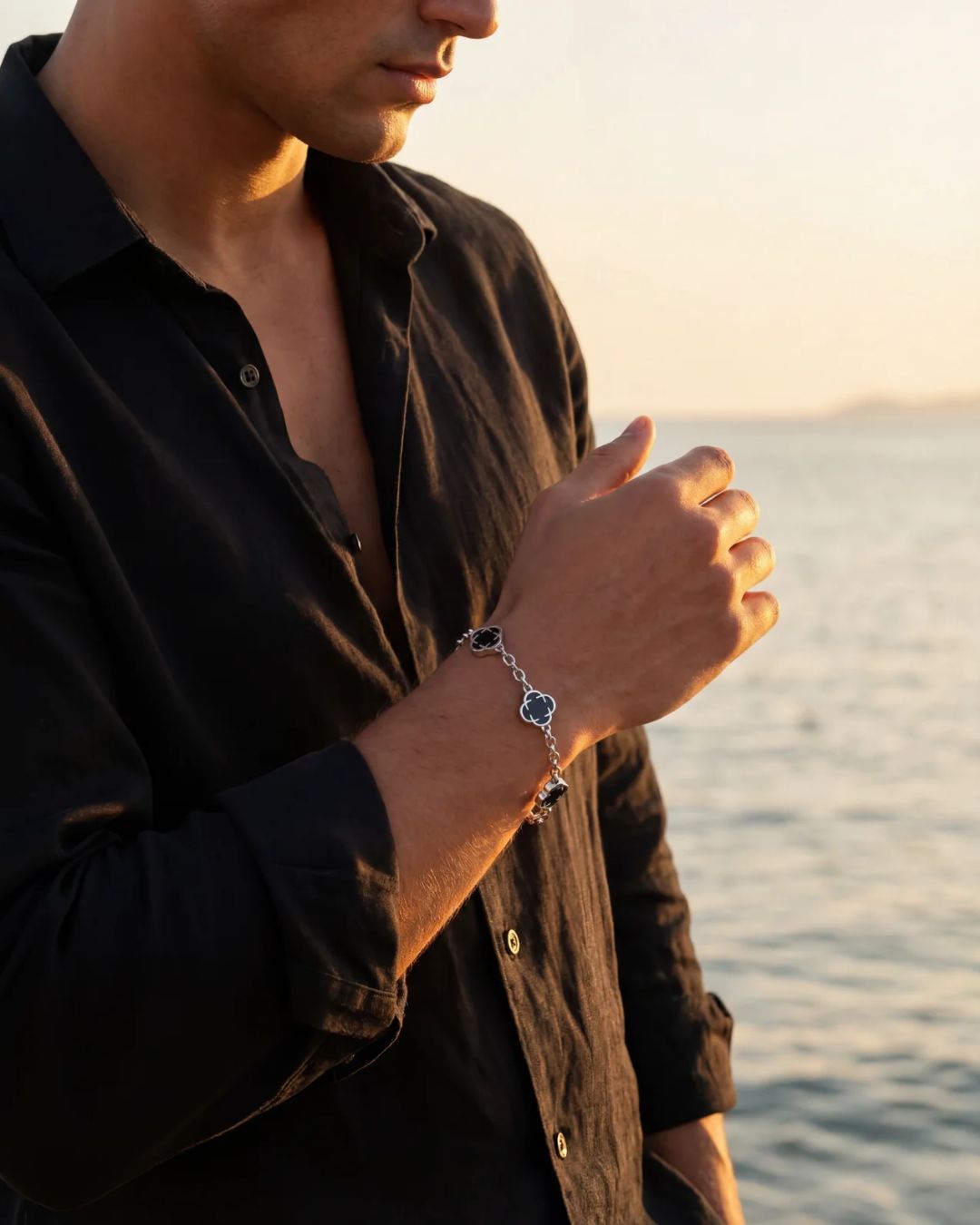 Charm Bracelet | Onyx Black Silver 4