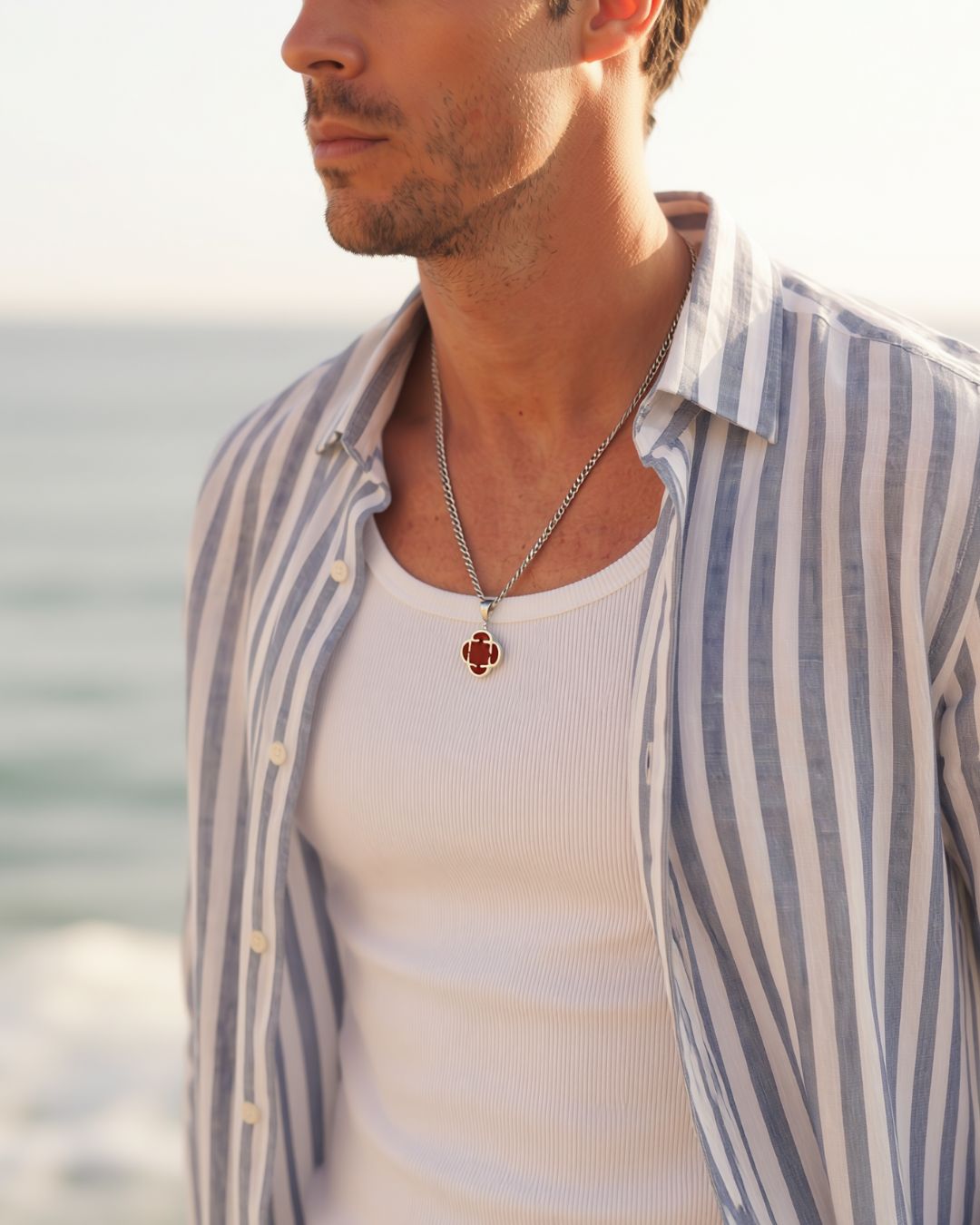 Charm Necklace | Burgundy Red Silver 4