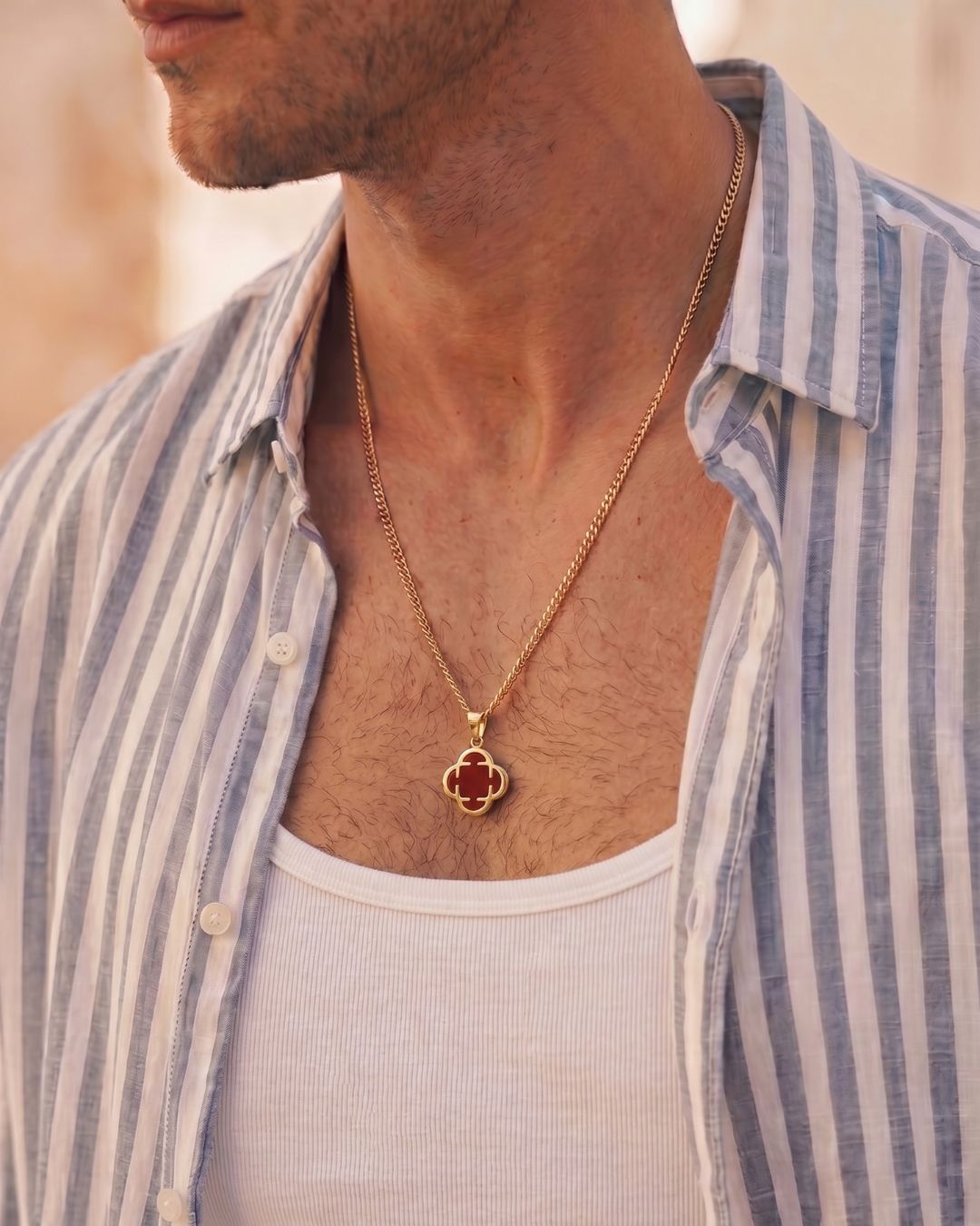 Charm Necklace | Burgundy Red Gold 4