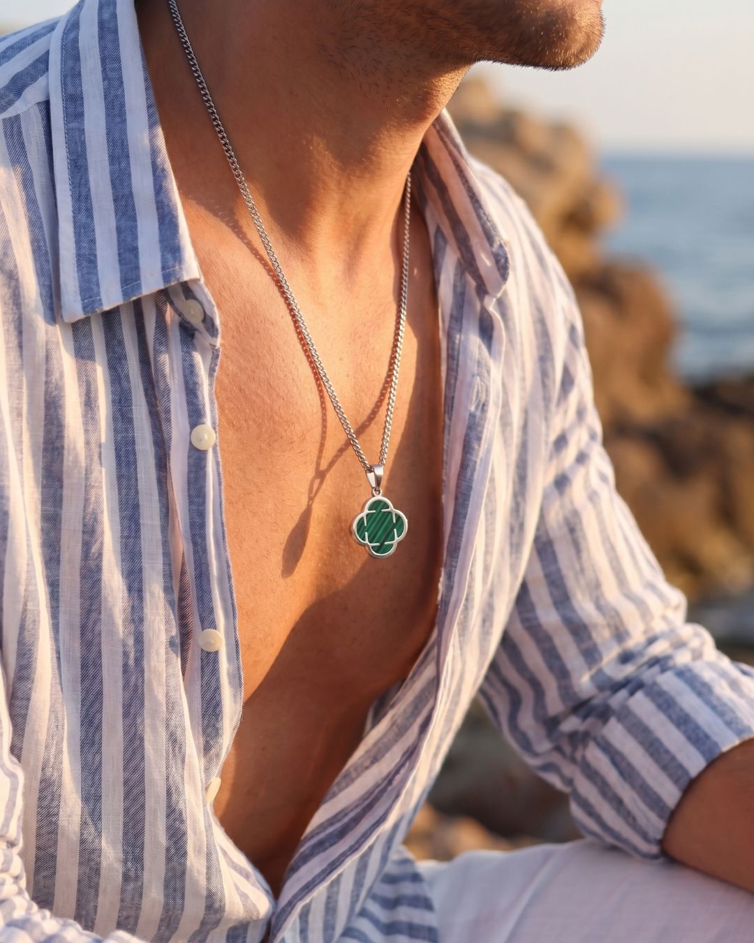 Charm Necklace | Malachite Silver 4