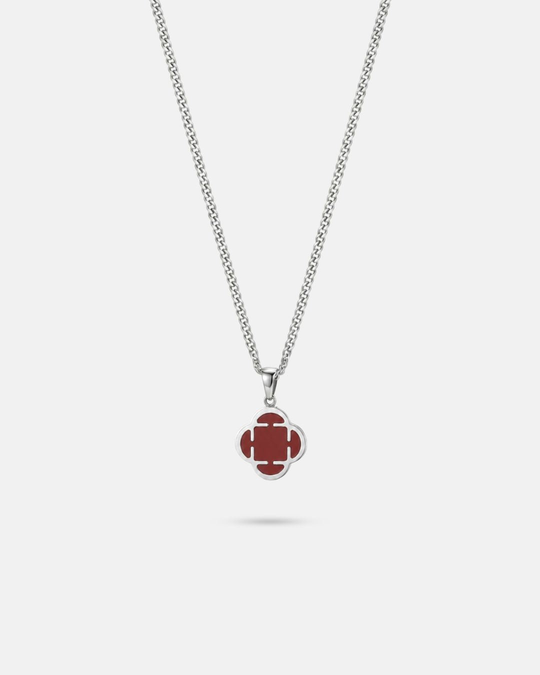 Charm Necklace | Burgundy Red Silver 1