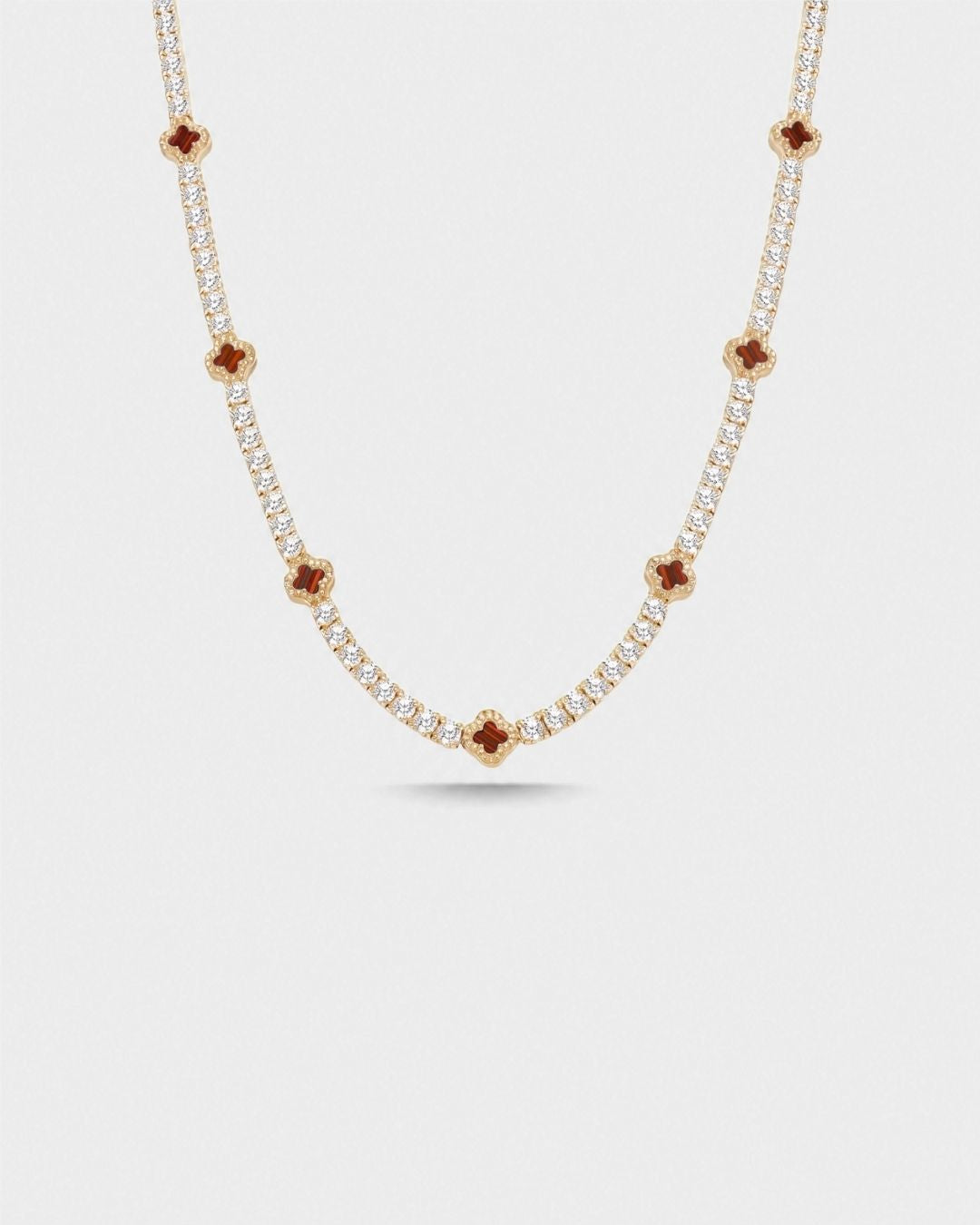 Clover Necklace | Burgundy Gold 1