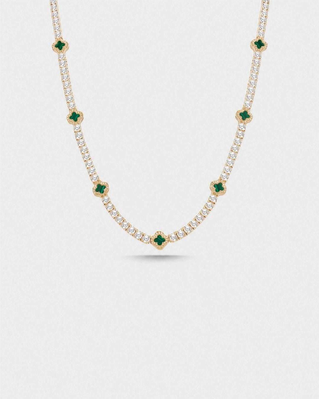 Clover Necklace | Malachite Gold 1
