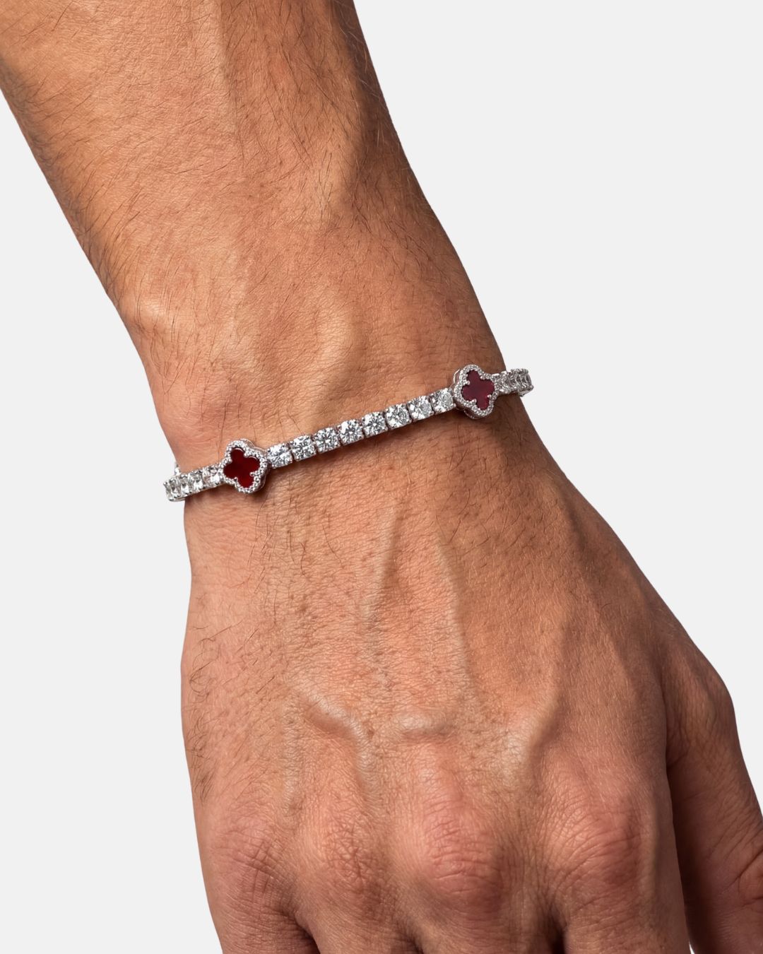 Clover Bracelet | Burgundy Silver 2