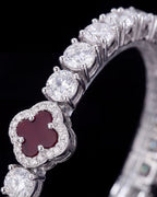 Clover Bracelet | Burgundy Silver 6