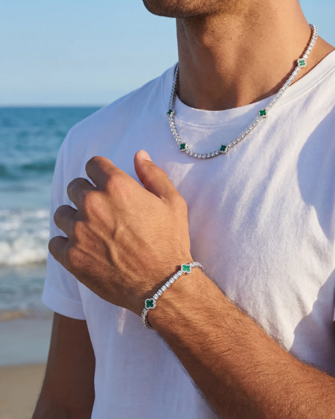 Clover Necklace | Malachite Silver 2