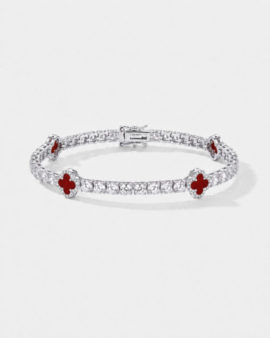Clover Bracelet | Burgundy Silver 1
