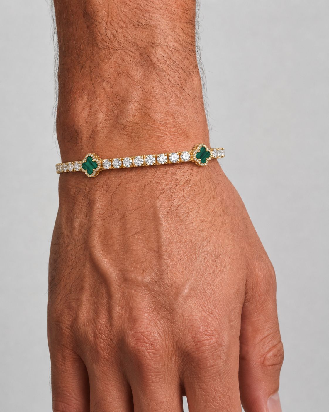 Clover Bracelet | Malachite Gold 2