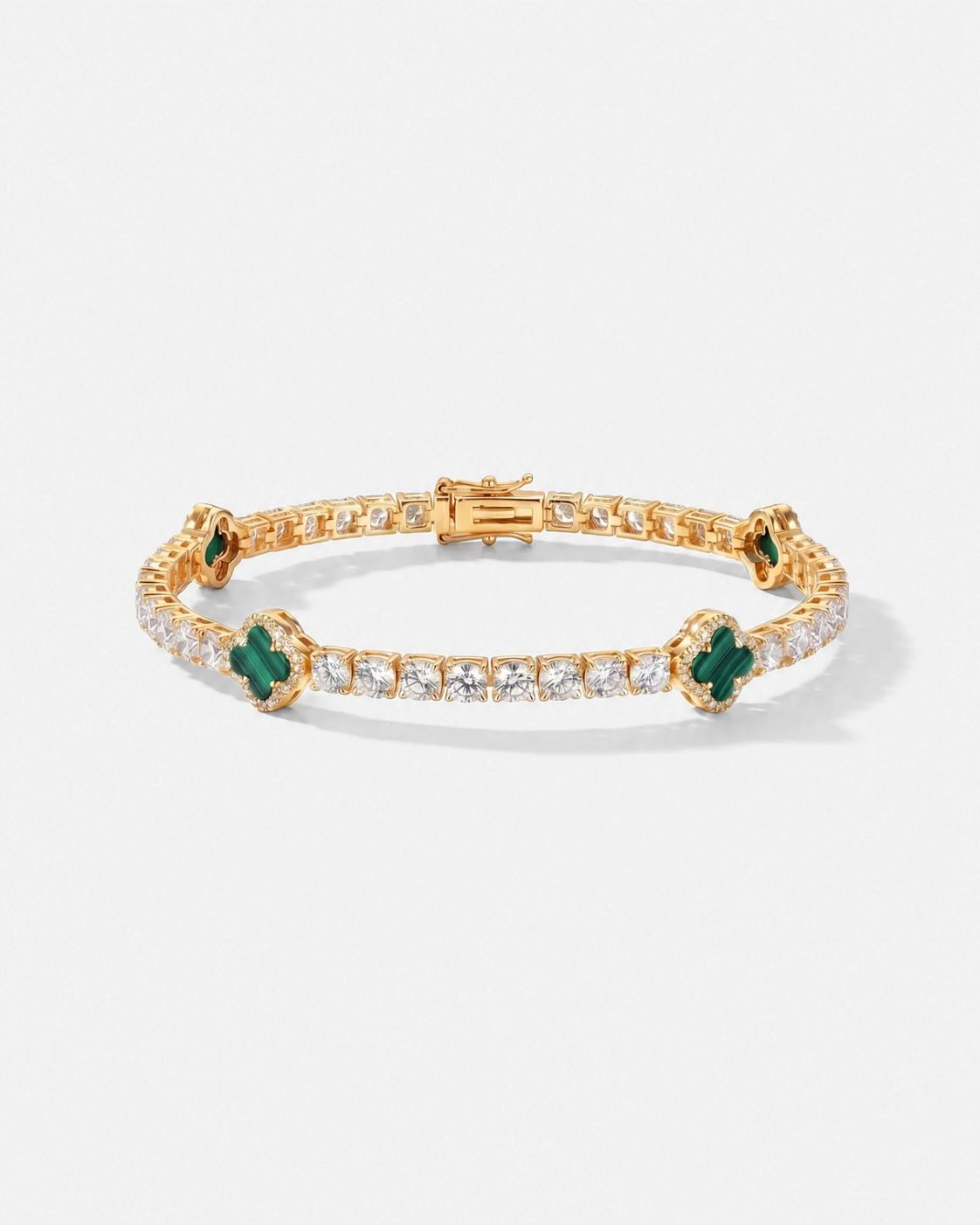 Clover Bracelet | Malachite Gold 1