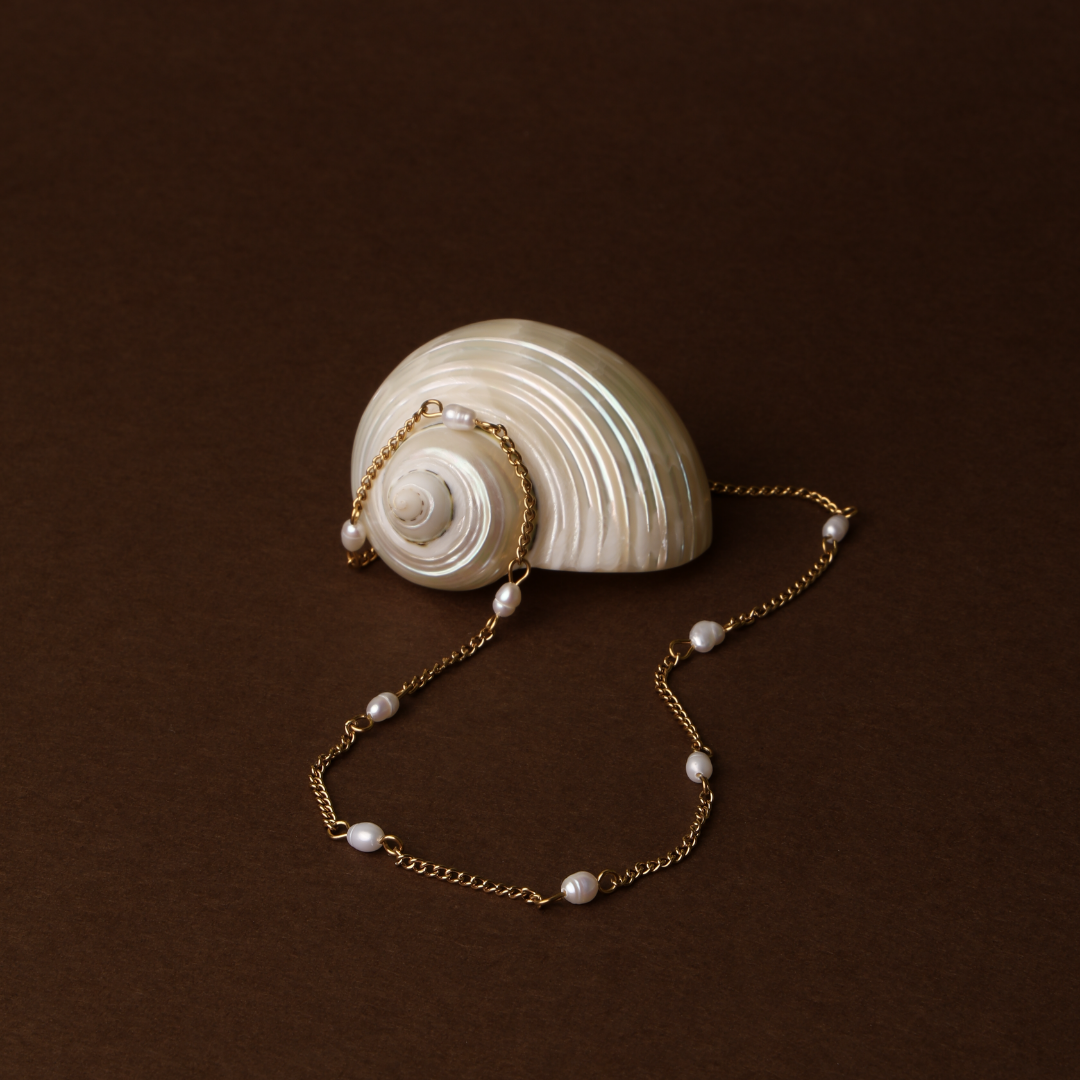 Dainty Gold Pearl Choker 12