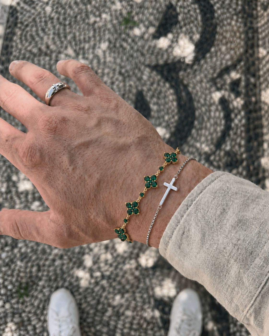 Fortuna Bracelet | Green Stone Gold 3
