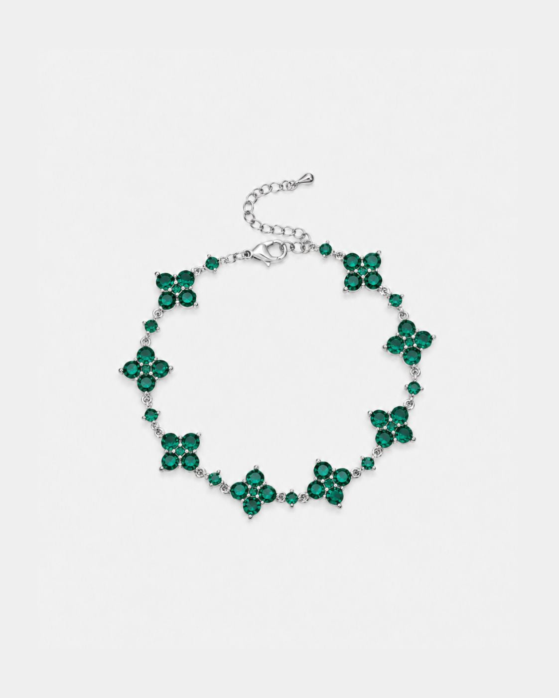 Fortuna Bracelet | Green Stone Silver 1
