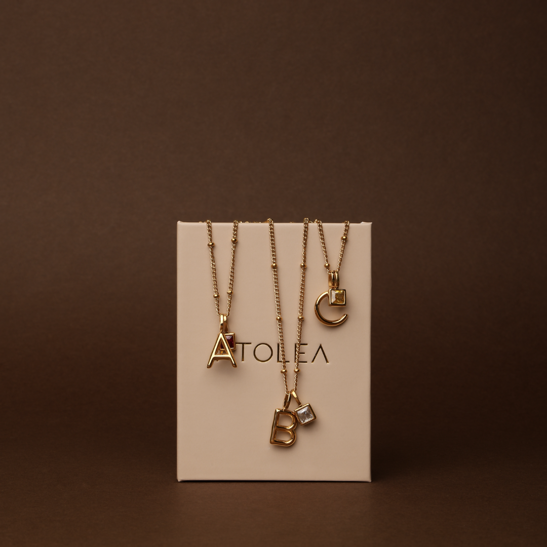 Initial & Birthstone Charm Necklace 23