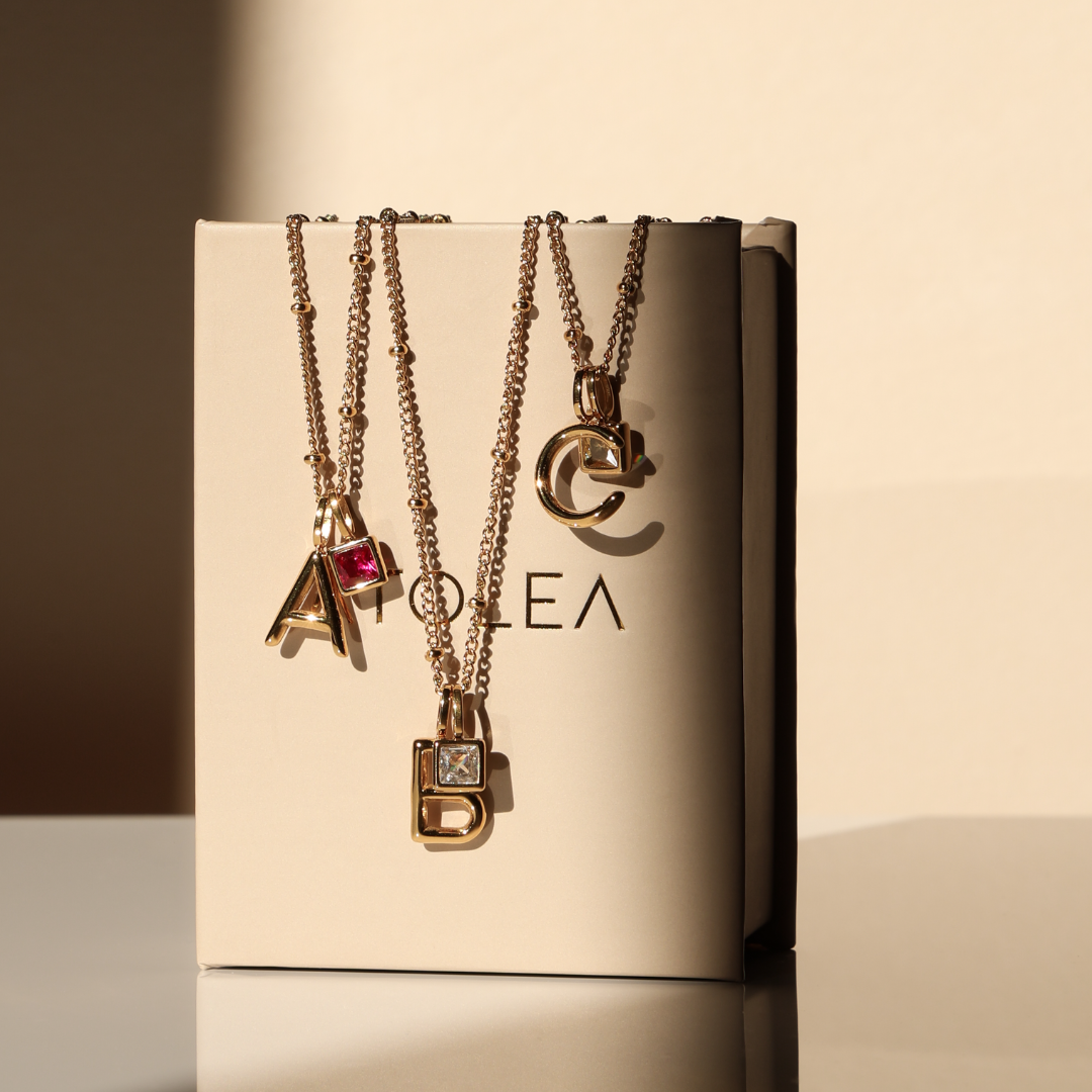 Initial & Birthstone Charm Necklace 9