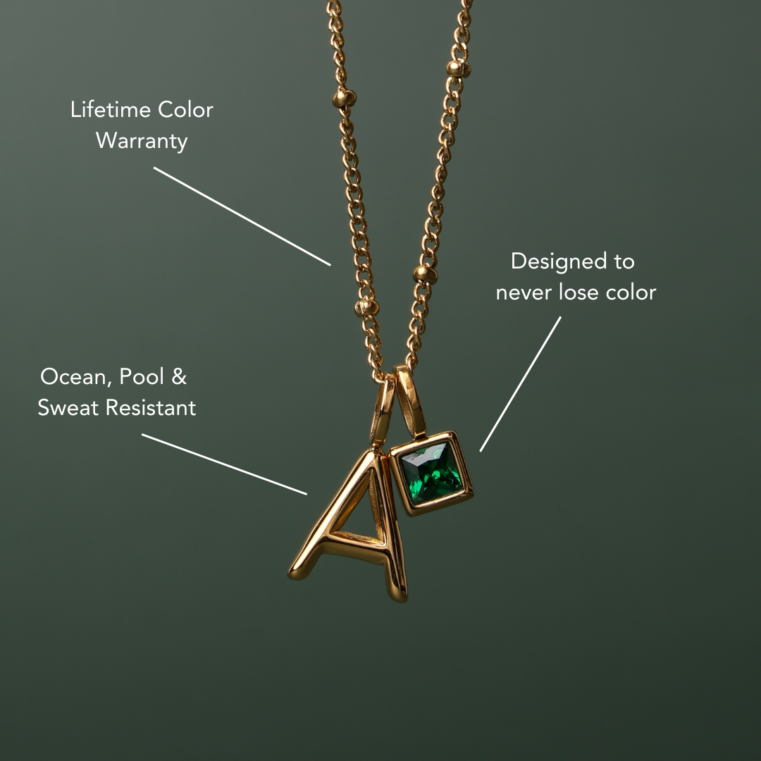 Initial & Birthstone Charm Necklace 4