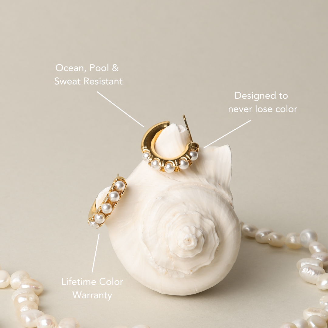 Mini Pearl Huggies Earrings 2