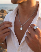 Mother of Pearl Pendant Necklace | Silver 2