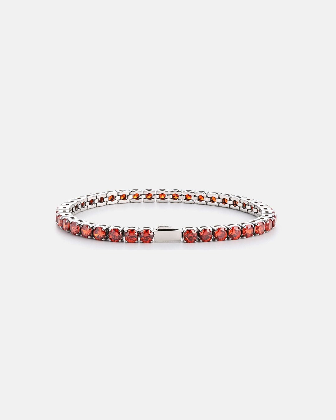 Ruby Tennis Bracelet 4mm | Stainless Steel Silver 1