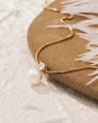 Pearl Zirconia Necklace | Gold 5