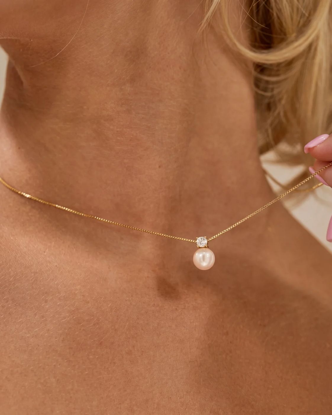 Pearl Zirconia Necklace | Gold 3