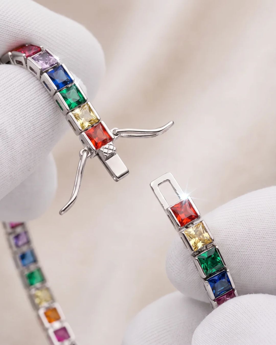 Tennis Bracelet | Rainbow Silver 6