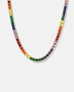 Tennis Necklace | Rainbow 18K Gold 1