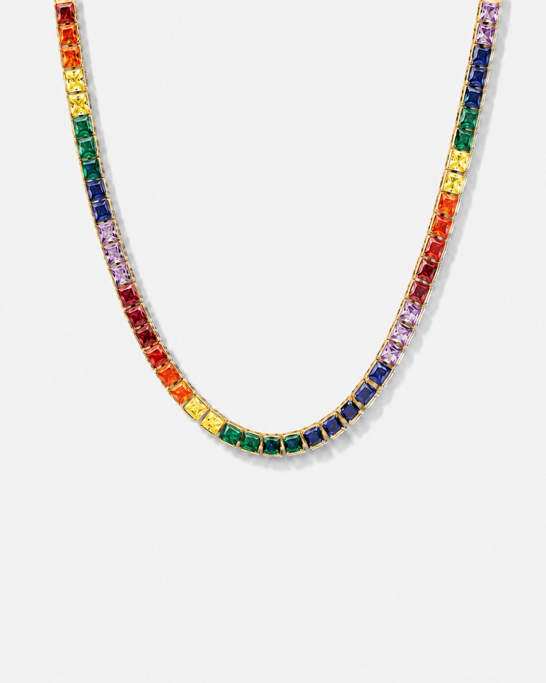 Tennis Necklace | Rainbow 18K Gold 1