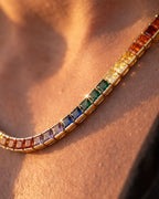 Tennis Necklace | Rainbow 18K Gold 4