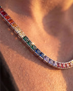 Tennis Necklace | Rainbow Silver 3