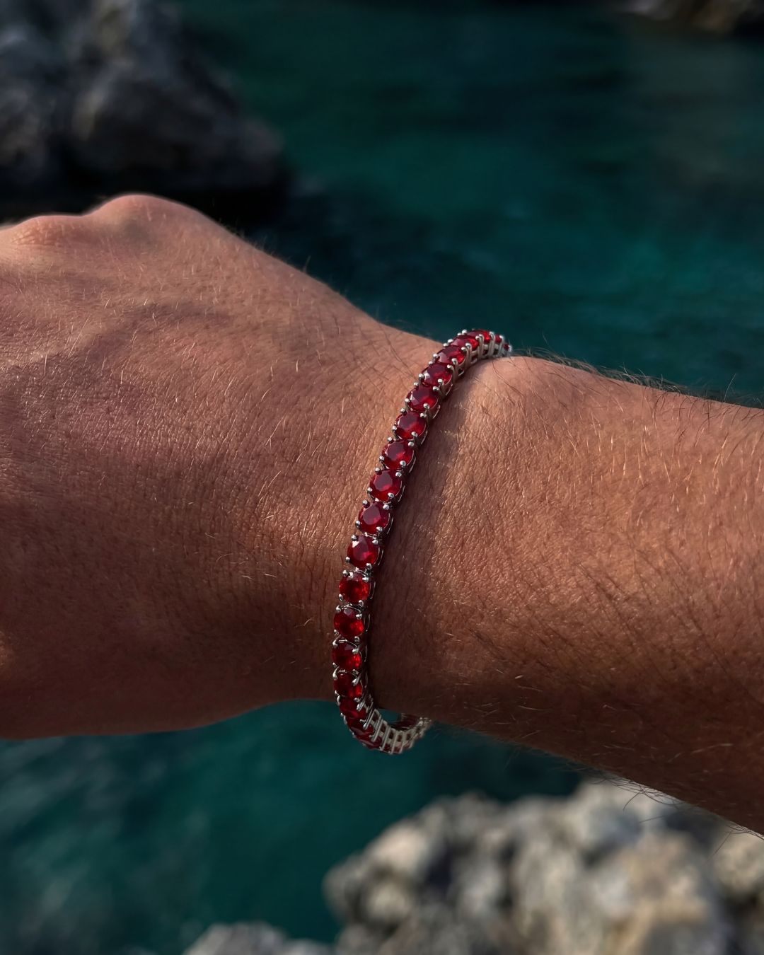 Tennis Necklace | Ruby Red Silver 3