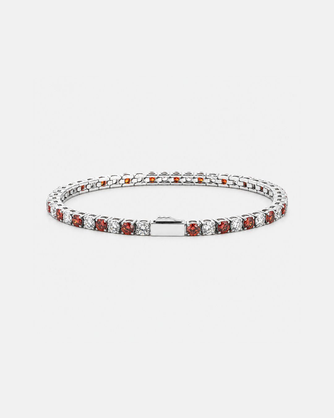Ruby & Quartz Tennis Bracelet 4mm | Stainless Steel Silver 1