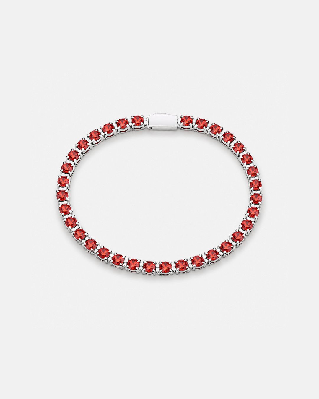 Ruby Tennis Bracelet 4mm | Stainless Steel Silver 3