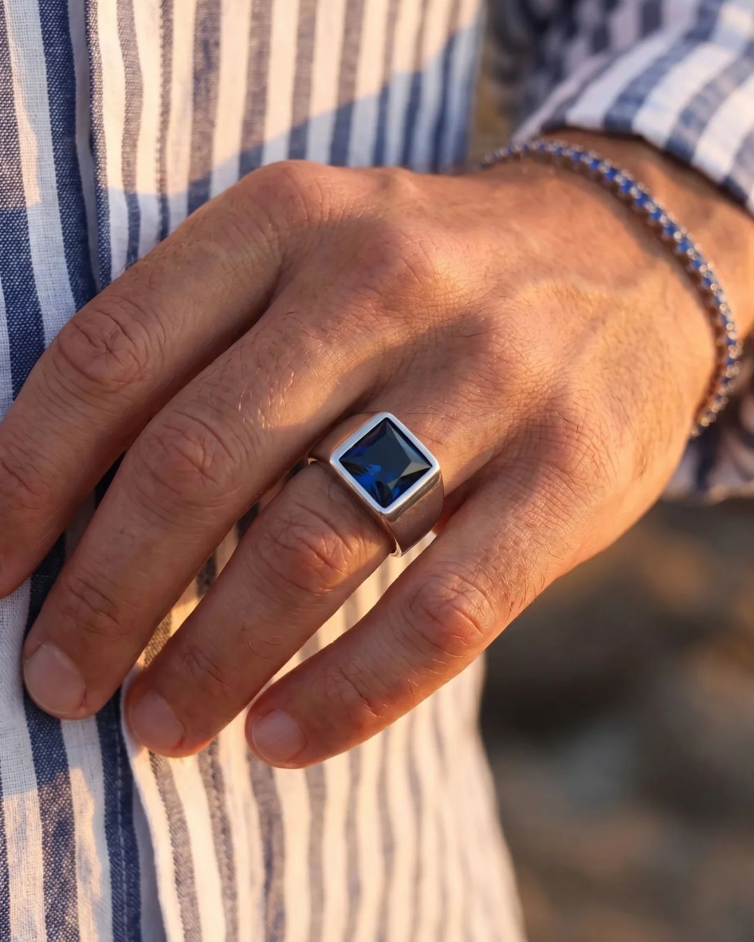 Sapphire Ring | Titanium Steel 4