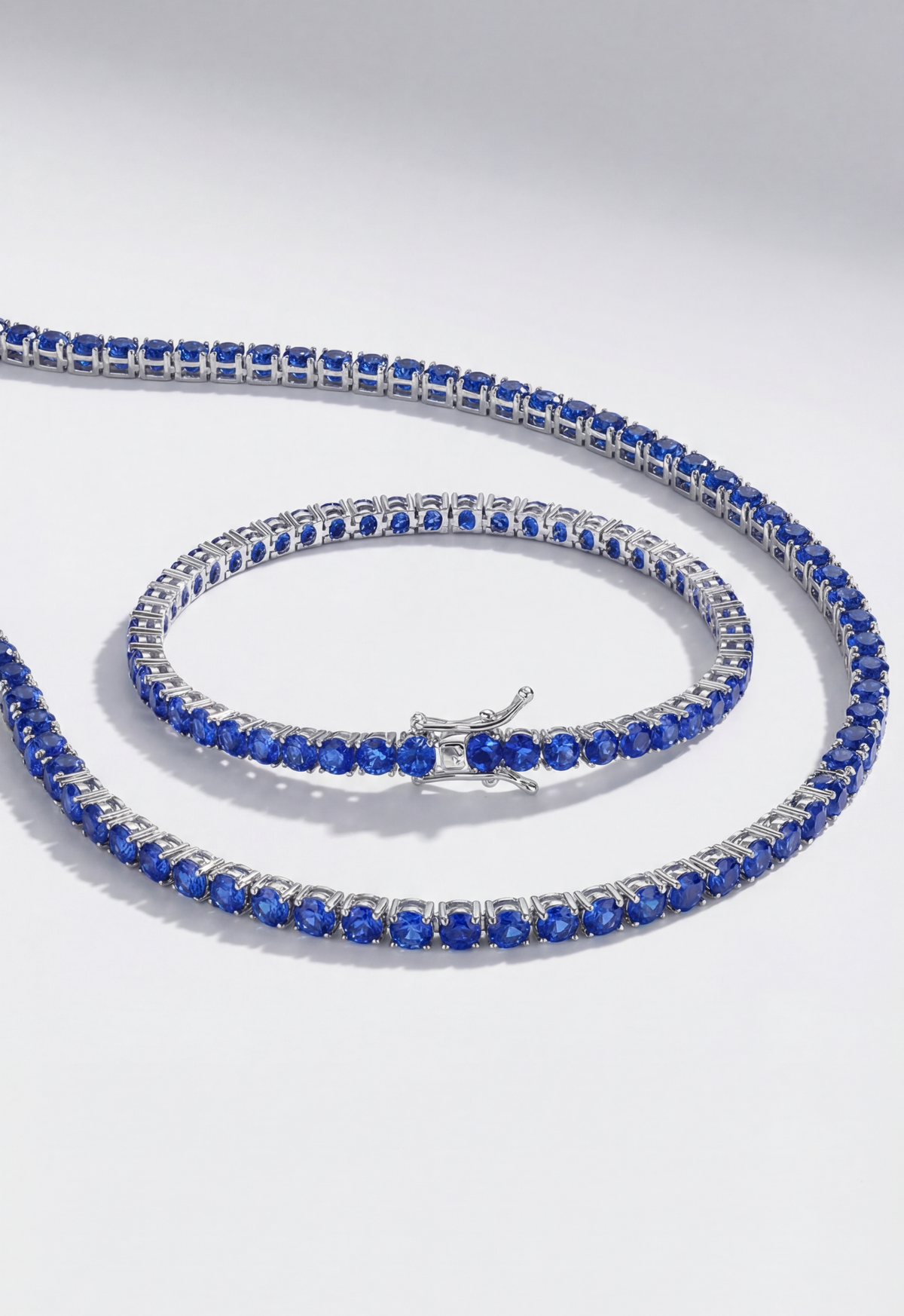 Tennis Necklace | Sapphire Blue Silver 5
