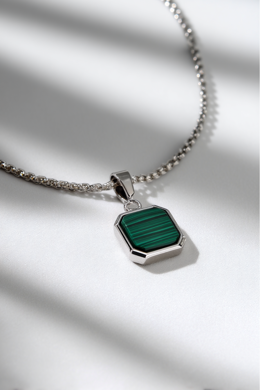 Malachio Necklace | Malachite Silver 3