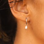 Pearl Huggie Hoops 3
