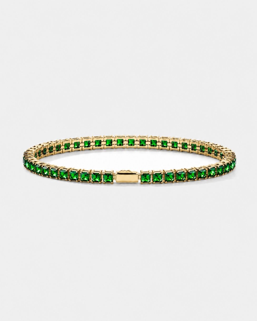Square Tennis Bracelet | Emerald Green 18K Gold 1