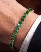Square Tennis Bracelet | Emerald Green 18K Gold 2